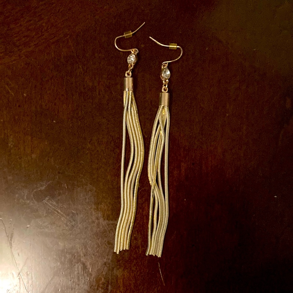 White and Gold Dangling Earrings - $6 with Bundle!